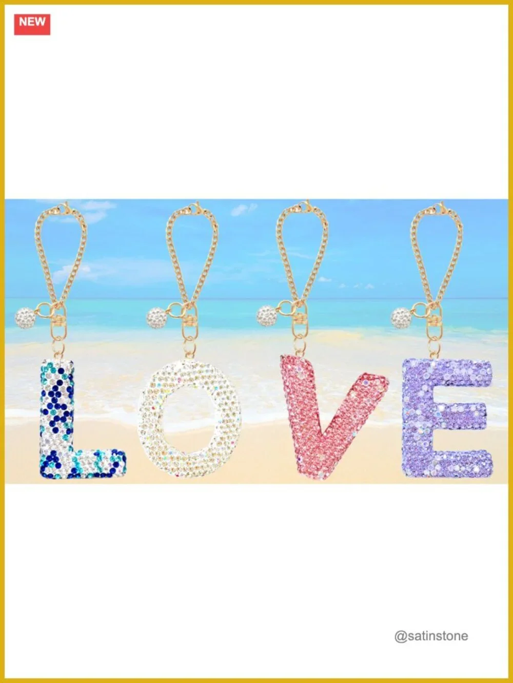 Rhinestone Letter Bogg Bag Charm Keychain for Women Girls Tote Handbag